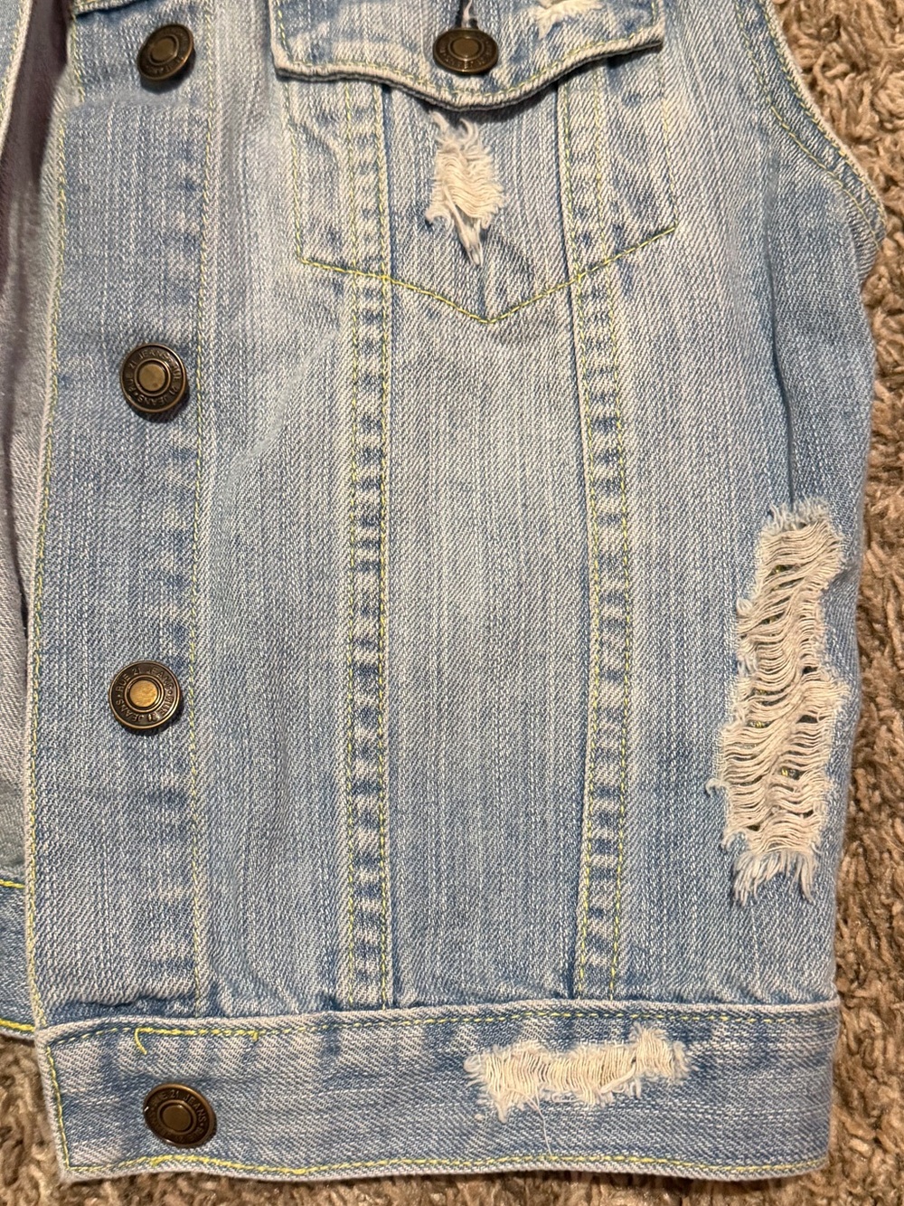 Rue21 Y2K Light Blue Distressed Denim Vest - Picture 5 of 5